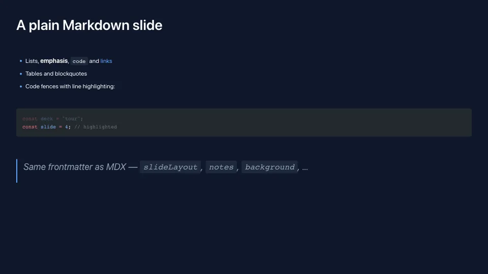 Slide in the dark theme