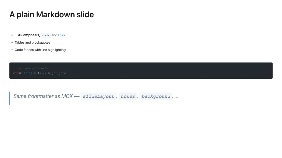 Slide in the default theme