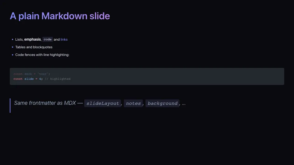 Slide in the gradient theme