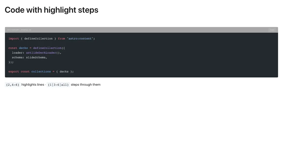 code layout: a CodeBlock with highlighted lines