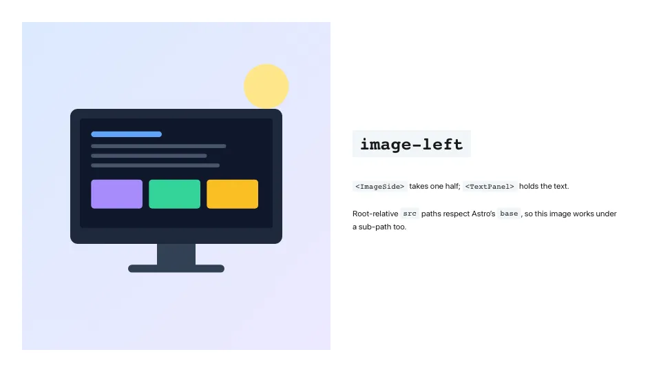 image-left layout: illustration on the left, text on the right